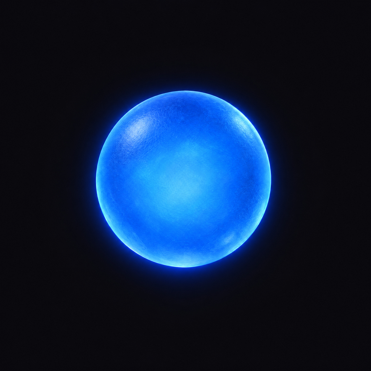 Boing ball glowing blue